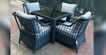 90x90 Camlı Masa Berjer Takımı